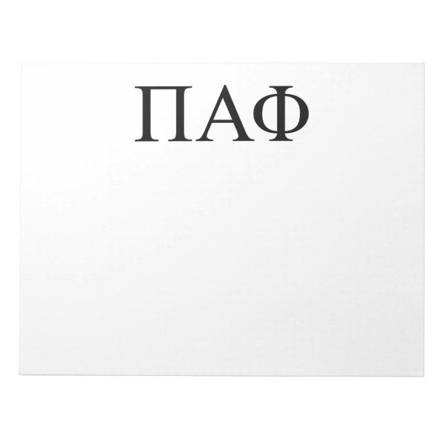 Pi Alpha Phi Fraternity Greek Letters Logo Notepad (Front)