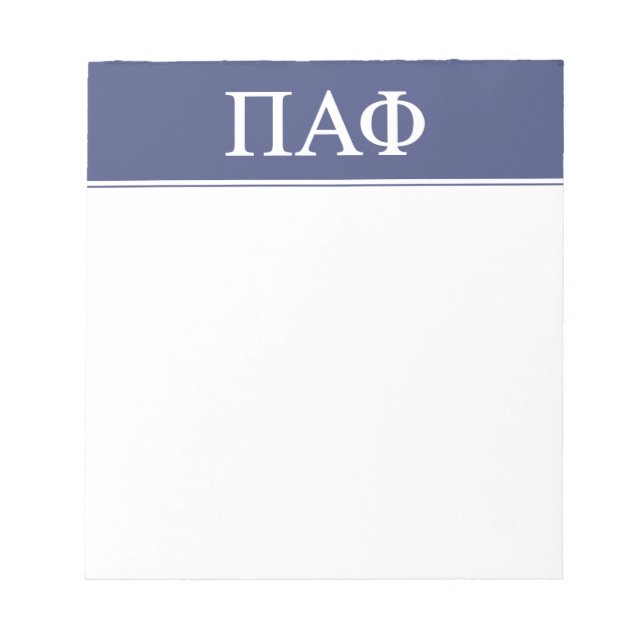 Pi Alpha Phi Fraternity Greek Letters Logo Notepad (Front)
