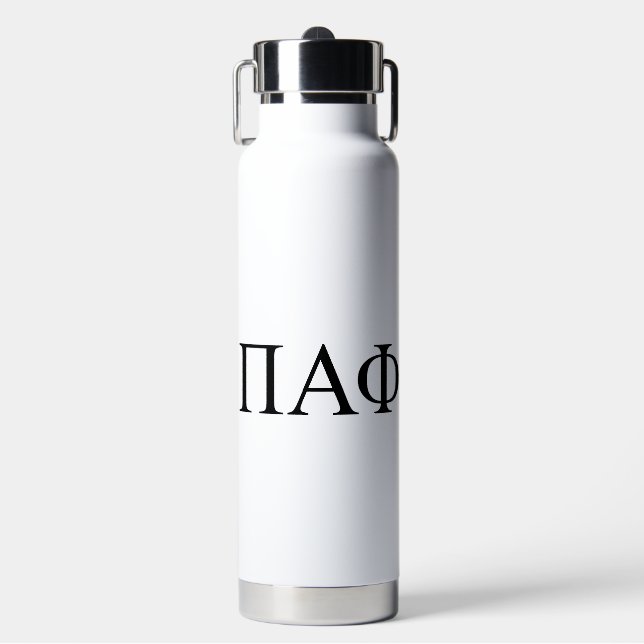 Pi Alpha Phi Fraternity Greek Letters Logo Water Bottle (Front)