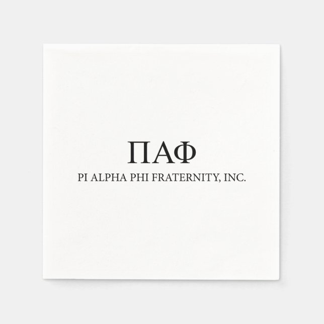 Pi Alpha Phi Fraternity Greek Letters & Wordmark Napkins (Front)