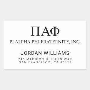 Pi Alpha Phi Fraternity Greek Letters & Wordmark Rectangular Sticker
