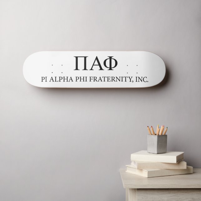Pi Alpha Phi Fraternity Greek Letters & Wordmark Skateboard (Wall Art (Horz))