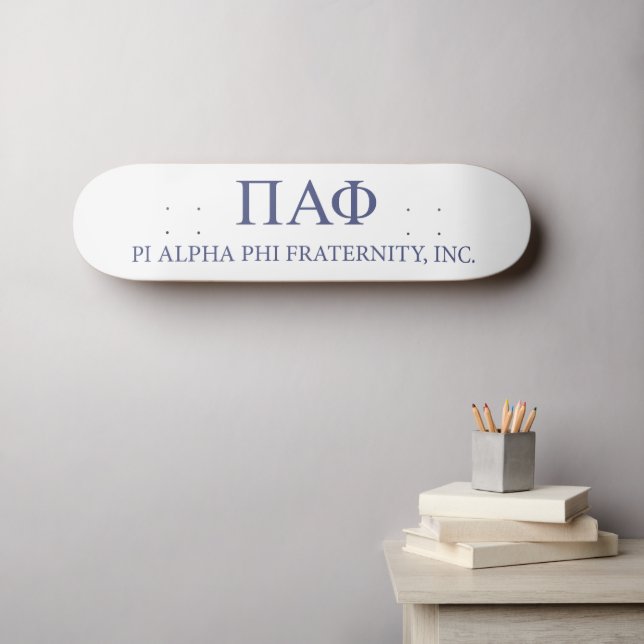 Pi Alpha Phi Fraternity Greek Letters & Wordmark Skateboard (Wall Art (Horz))