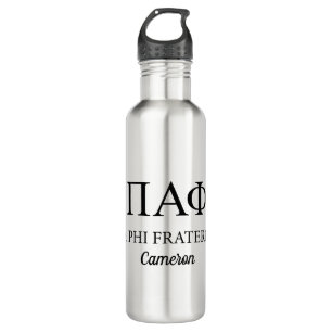 Pi Alpha Phi Fraternity Greek Letters & Wordmark Stainless Steel Water Bottle