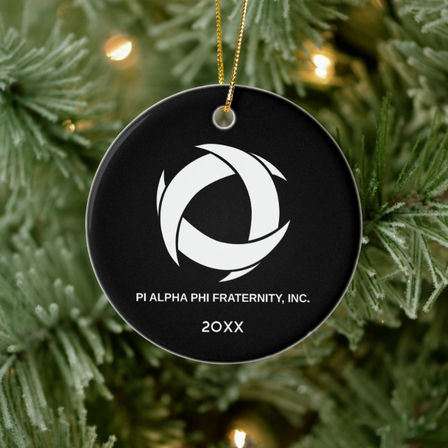 Pi Alpha Phi Fraternity Logo with Full Name Ceramic Ornament (Tree)