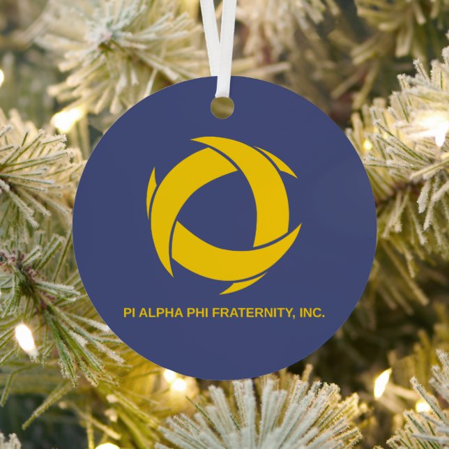 Pi Alpha Phi Fraternity Logo with Full Name Metal Ornament (Insitu)
