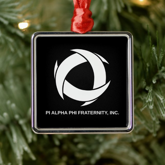 Pi Alpha Phi Fraternity Logo with Full Name Metal Ornament (Tree)