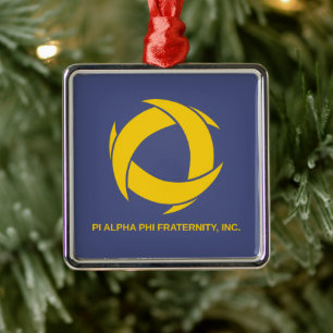Pi Alpha Phi Fraternity Logo with Full Name Metal Ornament