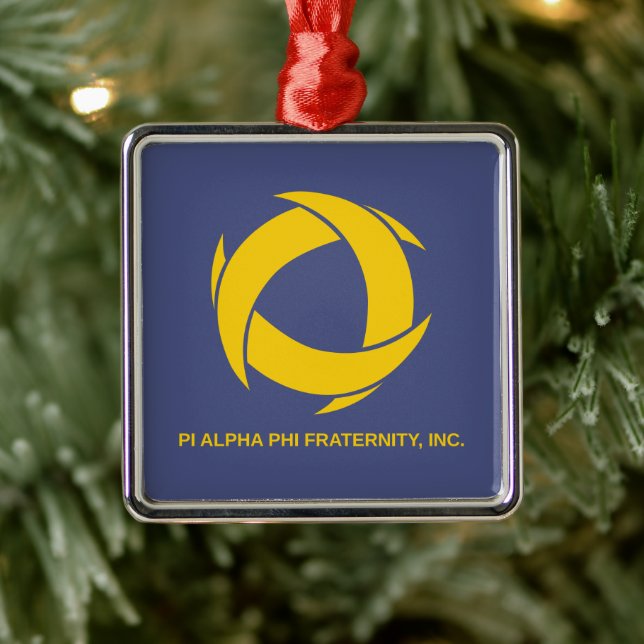 Pi Alpha Phi Fraternity Logo with Full Name Metal Ornament (Tree)