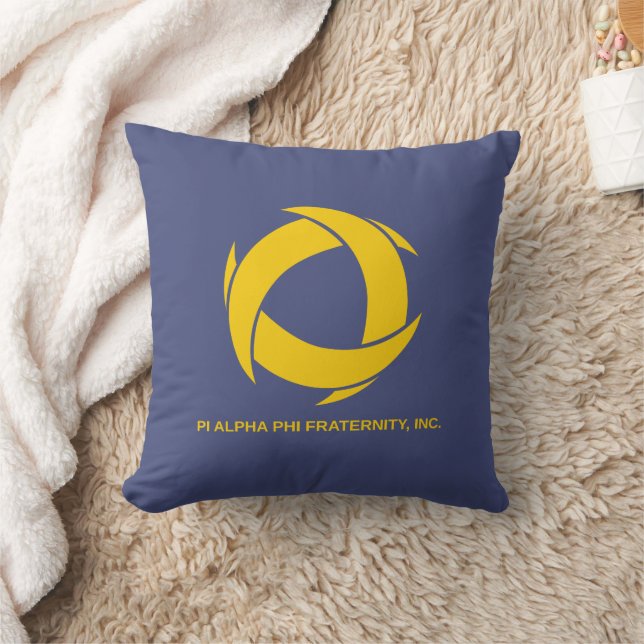 Pi Alpha Phi Fraternity Logo with Full Name Throw Pillow (Blanket)