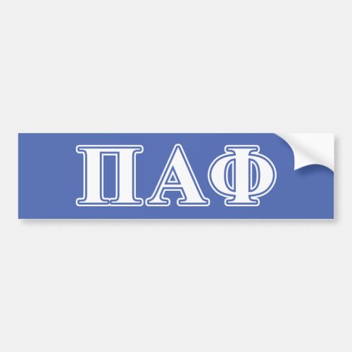 Pi Alpha Phi White and Blue Letters Bumper Sticker