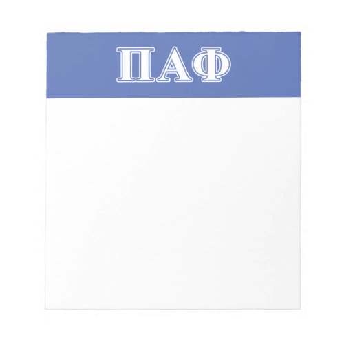 Pi Alpha Phi White and Blue Letters Notepad