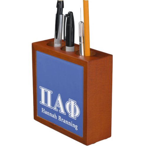 Pi Alpha Phi White and Blue Letters Pencil Holder