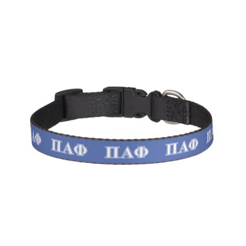 Pi Alpha Phi White and Blue Letters Pet Collar