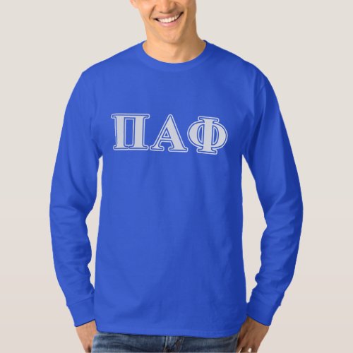 Pi Alpha Phi White and Blue Letters T_Shirt