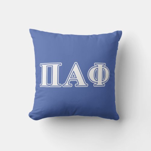 Pi Alpha Phi White and Blue Letters Throw Pillow