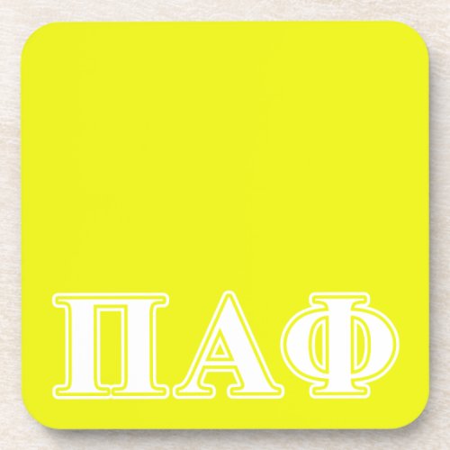 Pi Alpha Phi White and Yellow Letters Beverage Coaster