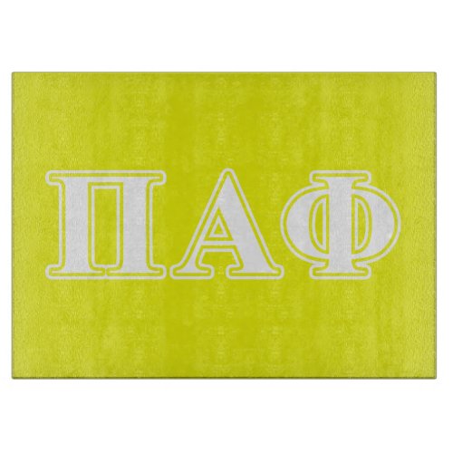 Pi Alpha Phi White and Yellow Letters Cutting Board