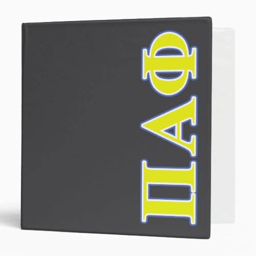 Pi Alpha Phi Yellow and Blue Letters 3 Ring Binder