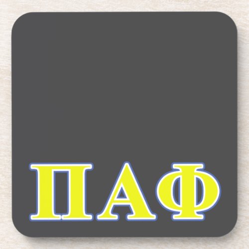 Pi Alpha Phi Yellow and Blue Letters Beverage Coaster