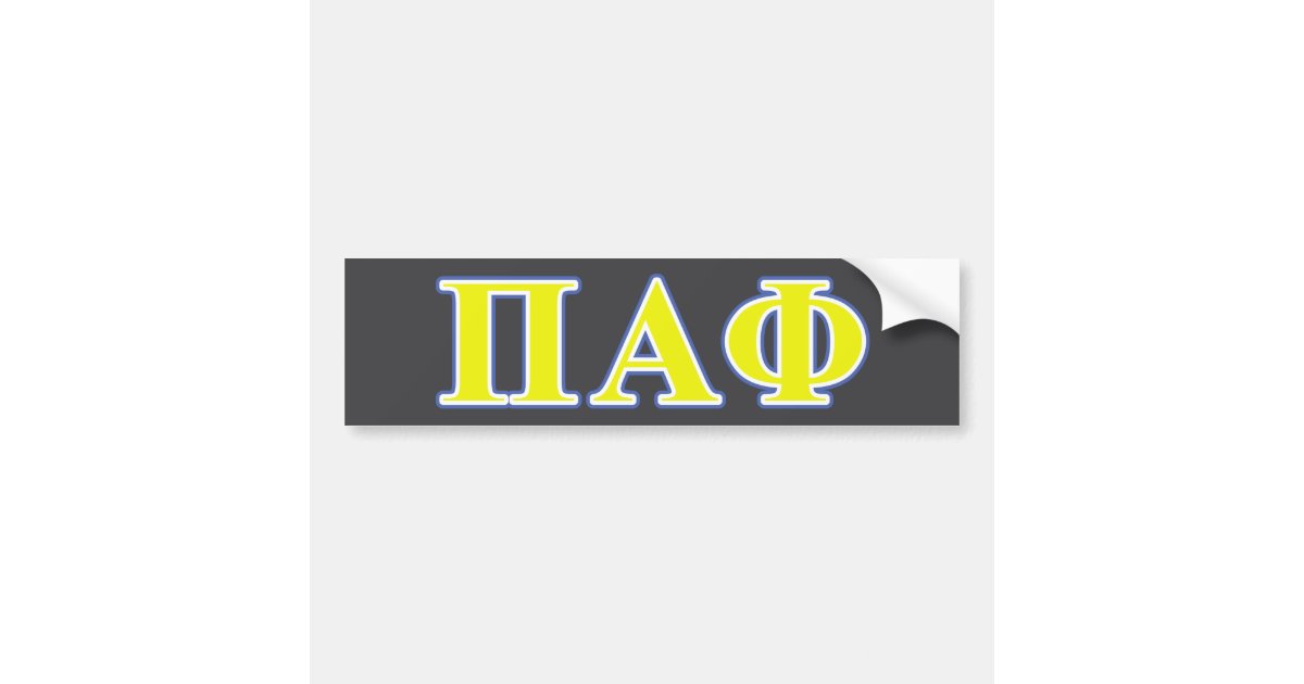 Pi Alpha Phi Yellow And Blue Letters Bumper Sticker Zazzle Com