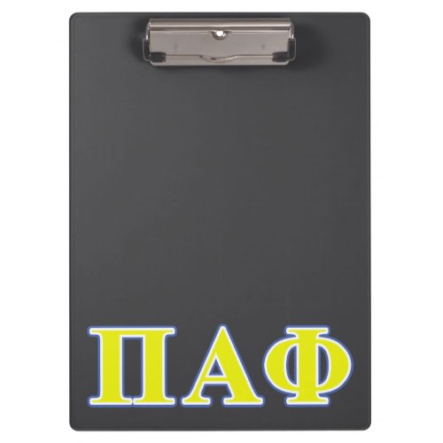 Pi Alpha Phi Yellow and Blue Letters Clipboard