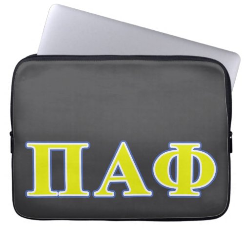 Pi Alpha Phi Yellow and Blue Letters Laptop Sleeve