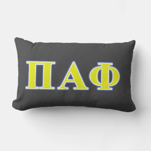 Pi Alpha Phi Yellow and Blue Letters Lumbar Pillow