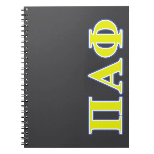 Pi Alpha Phi Yellow and Blue Letters Notebook