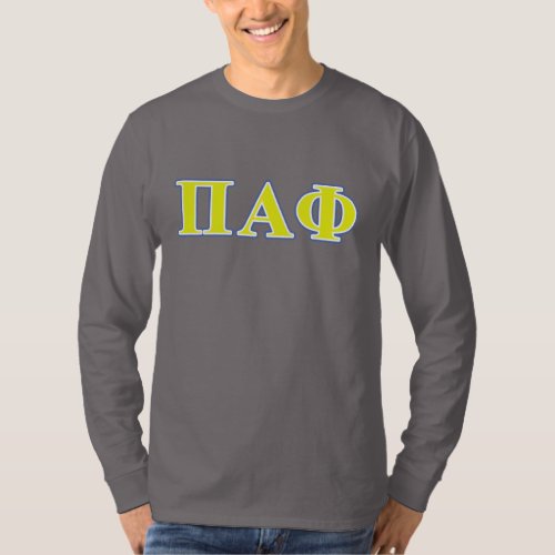 Pi Alpha Phi Yellow and Blue Letters T_Shirt