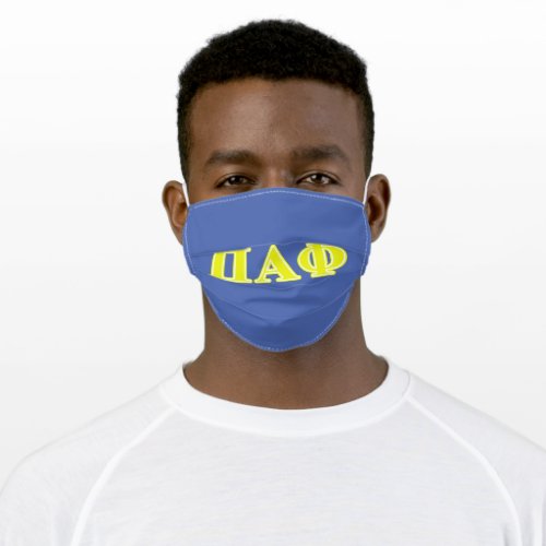 Pi Alpha Phi Yellow Letters Adult Cloth Face Mask