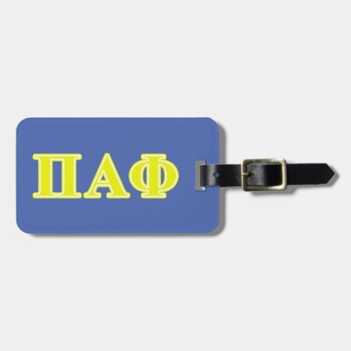 Pi Alpha Phi Yellow Letters Luggage Tag