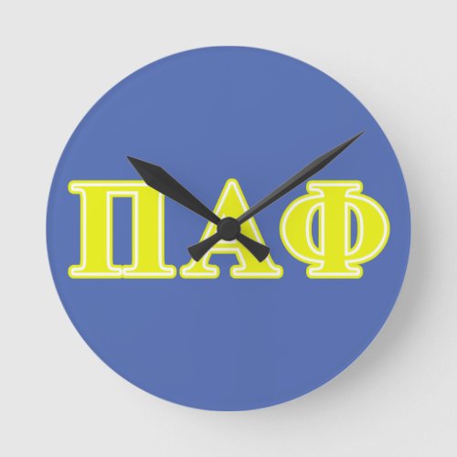 Pi Alpha Phi Yellow Letters Round Clock