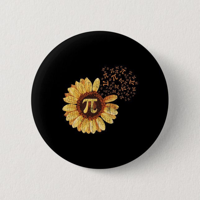 Pi Apparel Pi Day Sunflower Attire Math Funny Gift Button (Front)