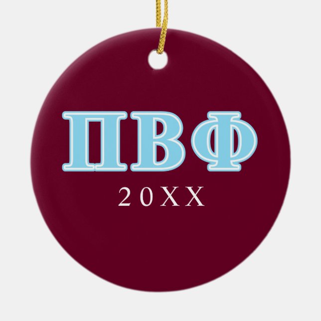 Pi Beta Phi Blue Letters Ceramic Ornament (Front)