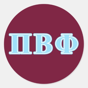 Pi Beta Phi Blue Letters Classic Round Sticker by pibetaphi at Zazzle