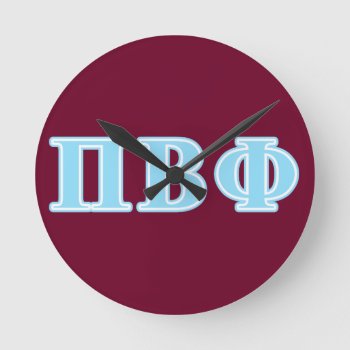 Pi Beta Phi Blue Letters Round Clock by pibetaphi at Zazzle