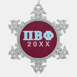 Pi Beta Phi Blue Letters Snowflake Pewter Christmas Ornament at Zazzle