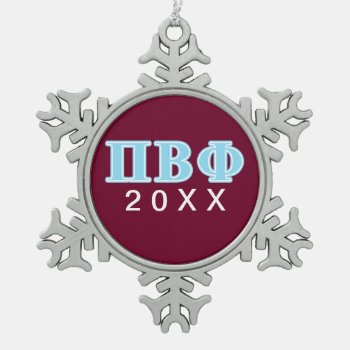 Pi Beta Phi Blue Letters Snowflake Pewter Christmas Ornament by pibetaphi at Zazzle