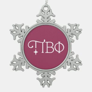 Pi Beta Phi Elegant Greek Letters Snowflake Pewter Christmas Ornament
