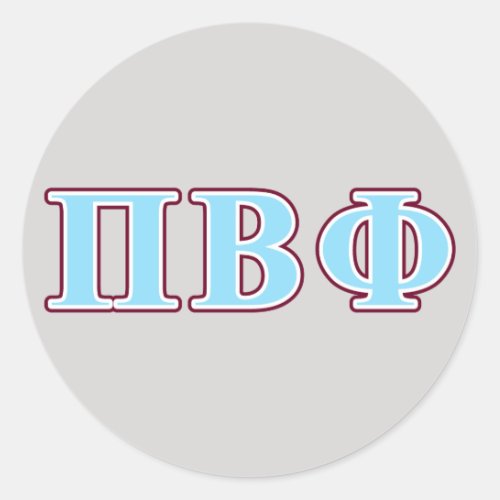 Pi Beta Phi Maroon and Blue Letters Classic Round Sticker