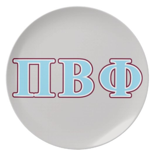 Pi Beta Phi Maroon and Blue Letters Dinner Plate (Front)