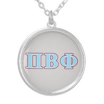Pi Beta Phi Maroon And Blue Letters Silver Plated Necklace by pibetaphi at Zazzle