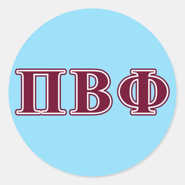 Pi Beta Phi Maroon Letters Classic Round Sticker (Front)