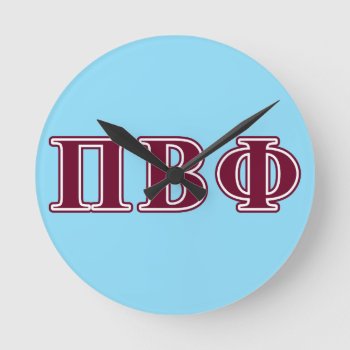 Pi Beta Phi Maroon Letters Round Clock by pibetaphi at Zazzle