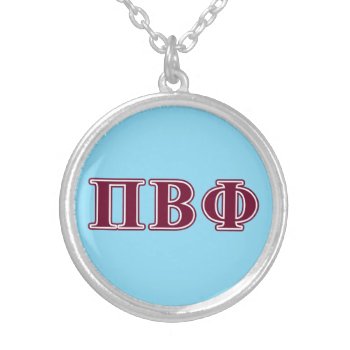 Pi Beta Phi Maroon Letters Silver Plated Necklace by pibetaphi at Zazzle