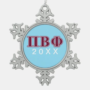 Pi Beta Phi Maroon Letters Snowflake Pewter Christmas Ornament by pibetaphi at Zazzle