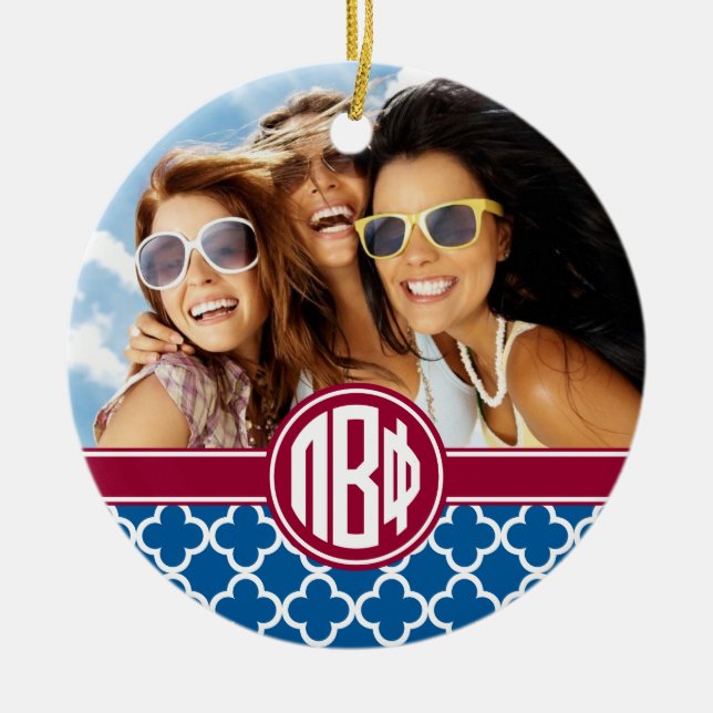 Pi Beta Phi | Monogram and Photo Ceramic Ornament (Front)