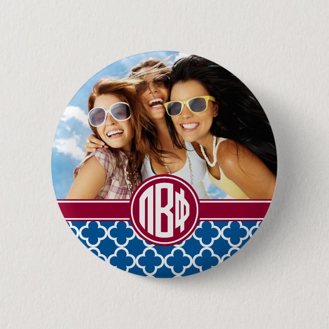 Pi Beta Phi | Monogram and Photo Pinback Button (Front)