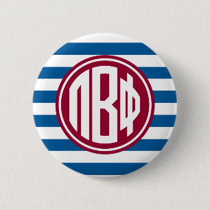 Pi Beta Phi Monogram Stripe Pattern Button